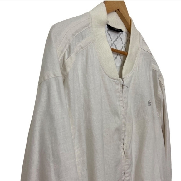 Southpole linen blend ecru white zip up jacket pockets lined black varsity 3XL - Picture 5 of 13